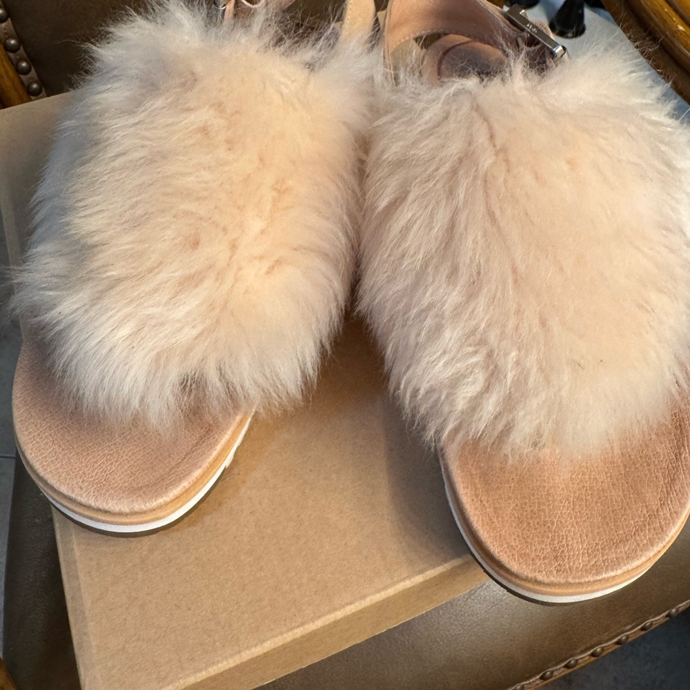 UGG Women's Fluffy Tan Slippers